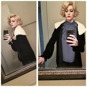 Rare 1920s velvet sweater with bishop sleeve & fur